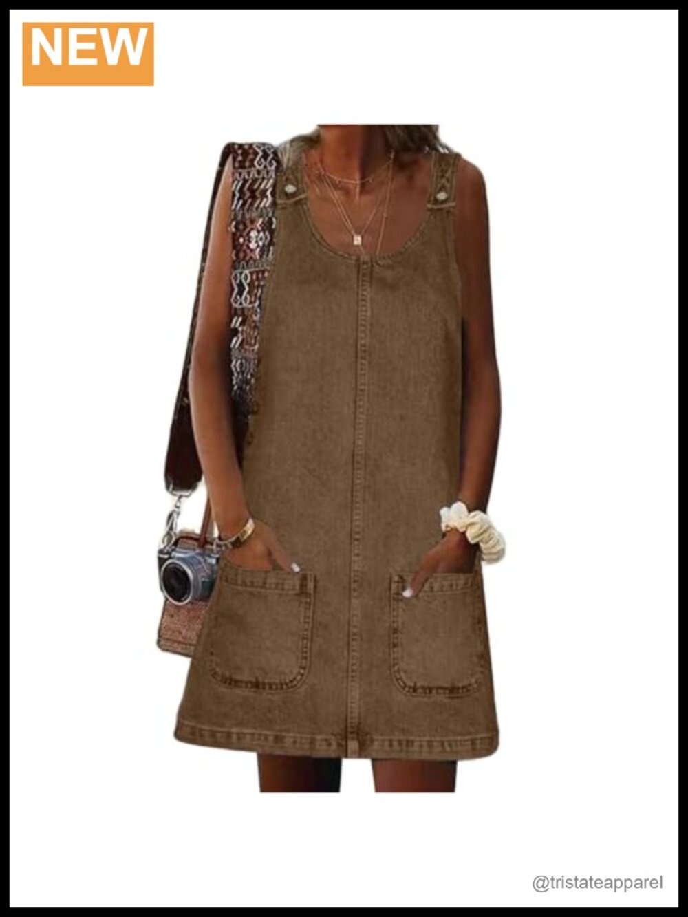 Denim Overall Dress for Women Sleeveless Round Neck Mini Skirtall